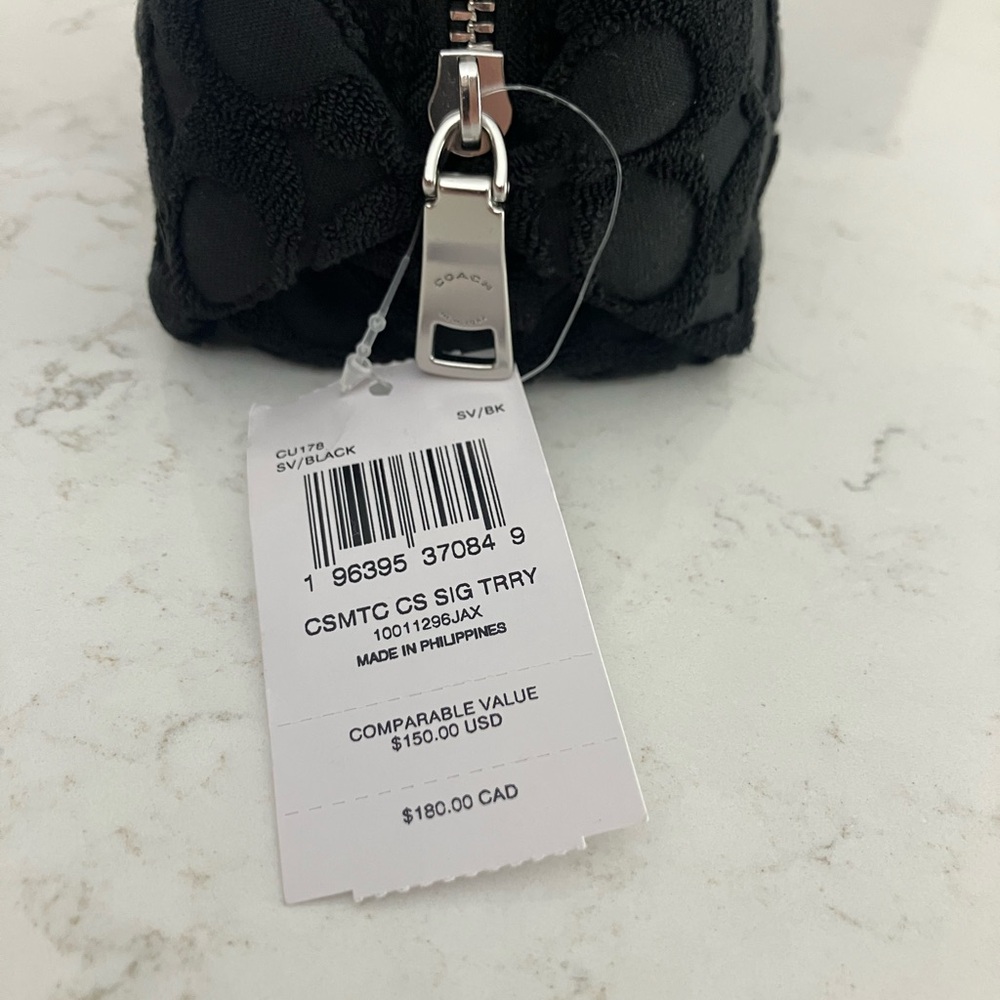 Coach Black Terry Signature Cosmetic Bag - Picture 5 of 5